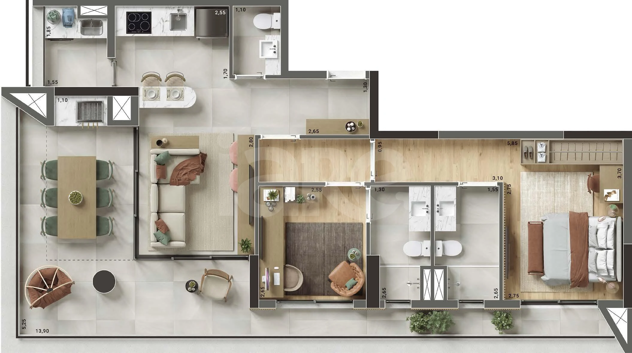 Planta — Apartamento 88,32 m²