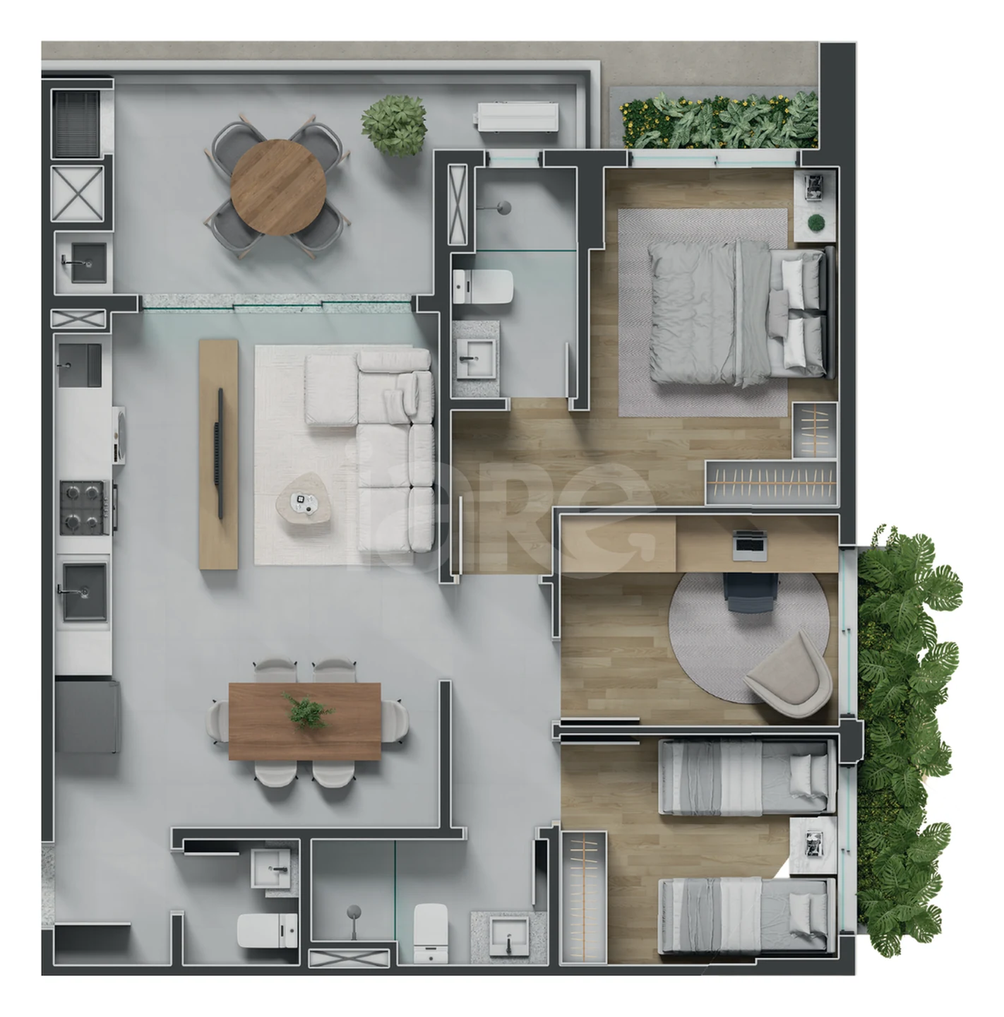 Planta — Apartamento 84,44 m²
