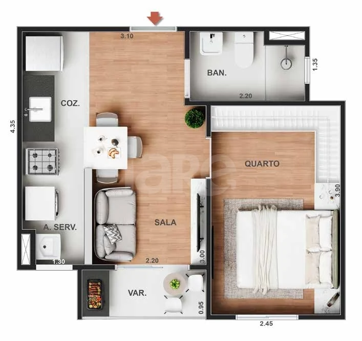 Planta — Apartamento 30,25 m²