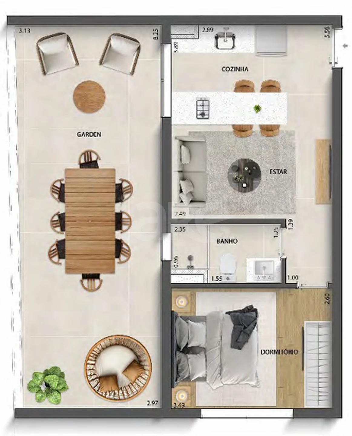 Planta — Garden 63,6 m²