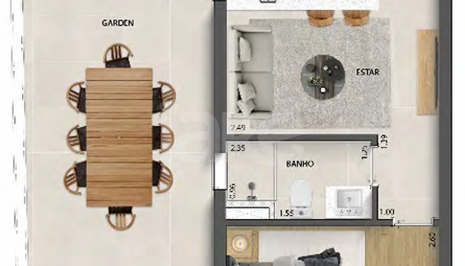 Planta — Garden 63,6 m²