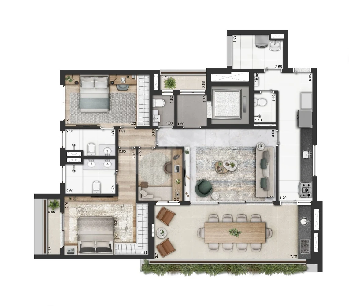 Planta — Apartamento 129,85 m²