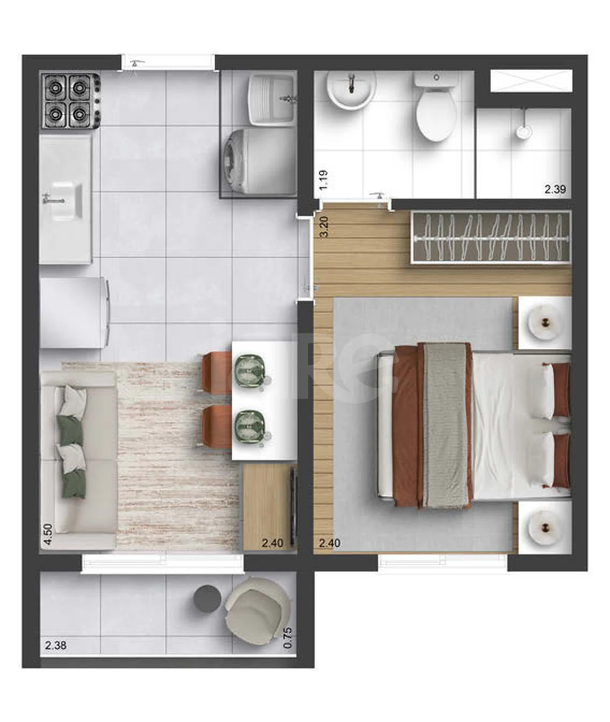 Planta — Apartamento 26,88 m²