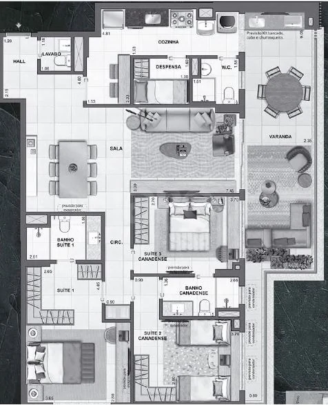 Planta — Apartamento 137,89 m²