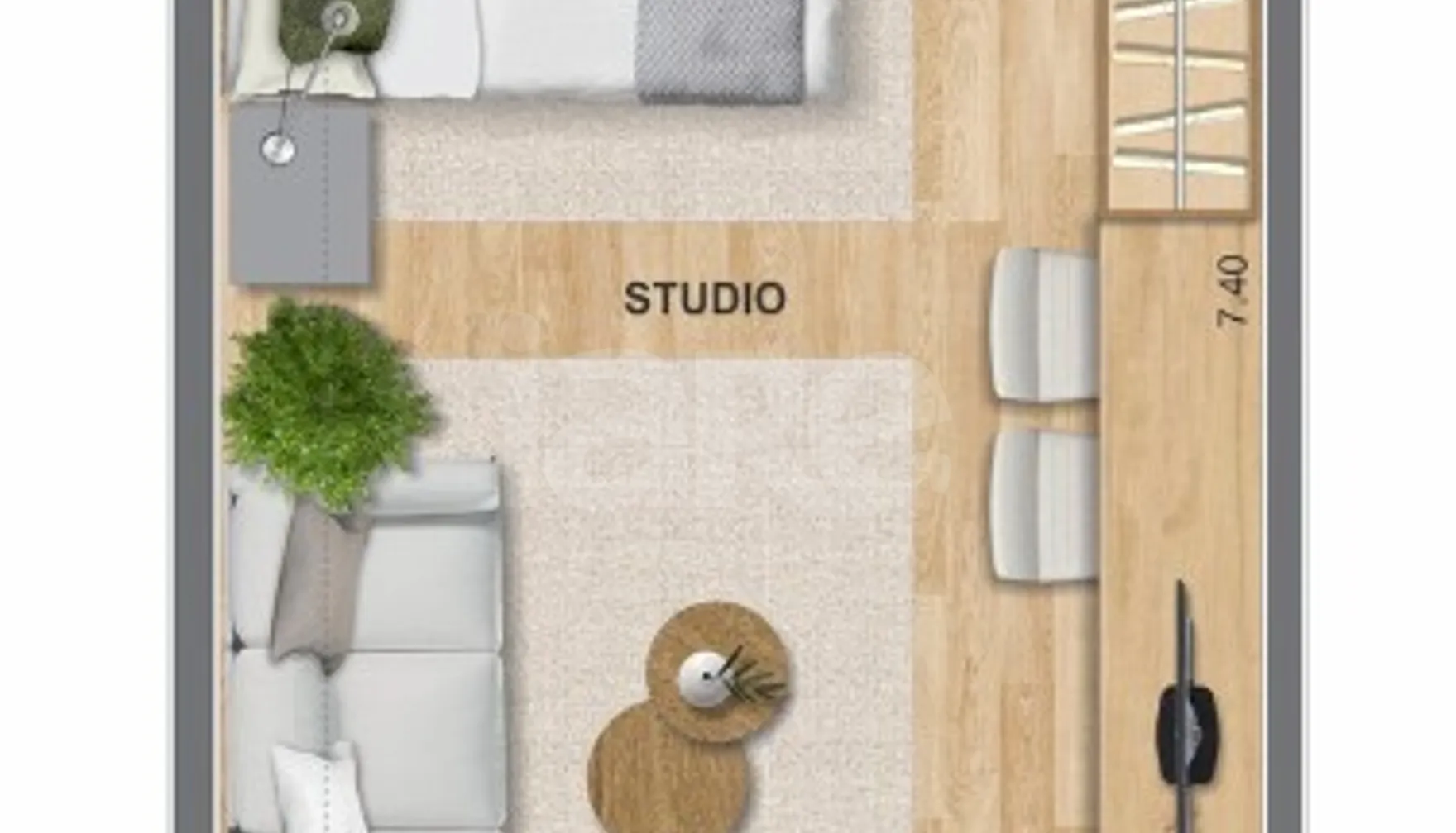 Planta — Studio 32,44 m²