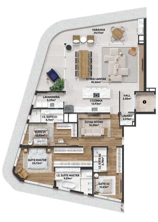 Planta — Apartamento 201 m²