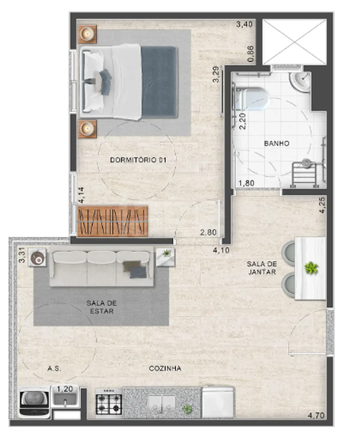 Planta — Apartamento 41,94 m²