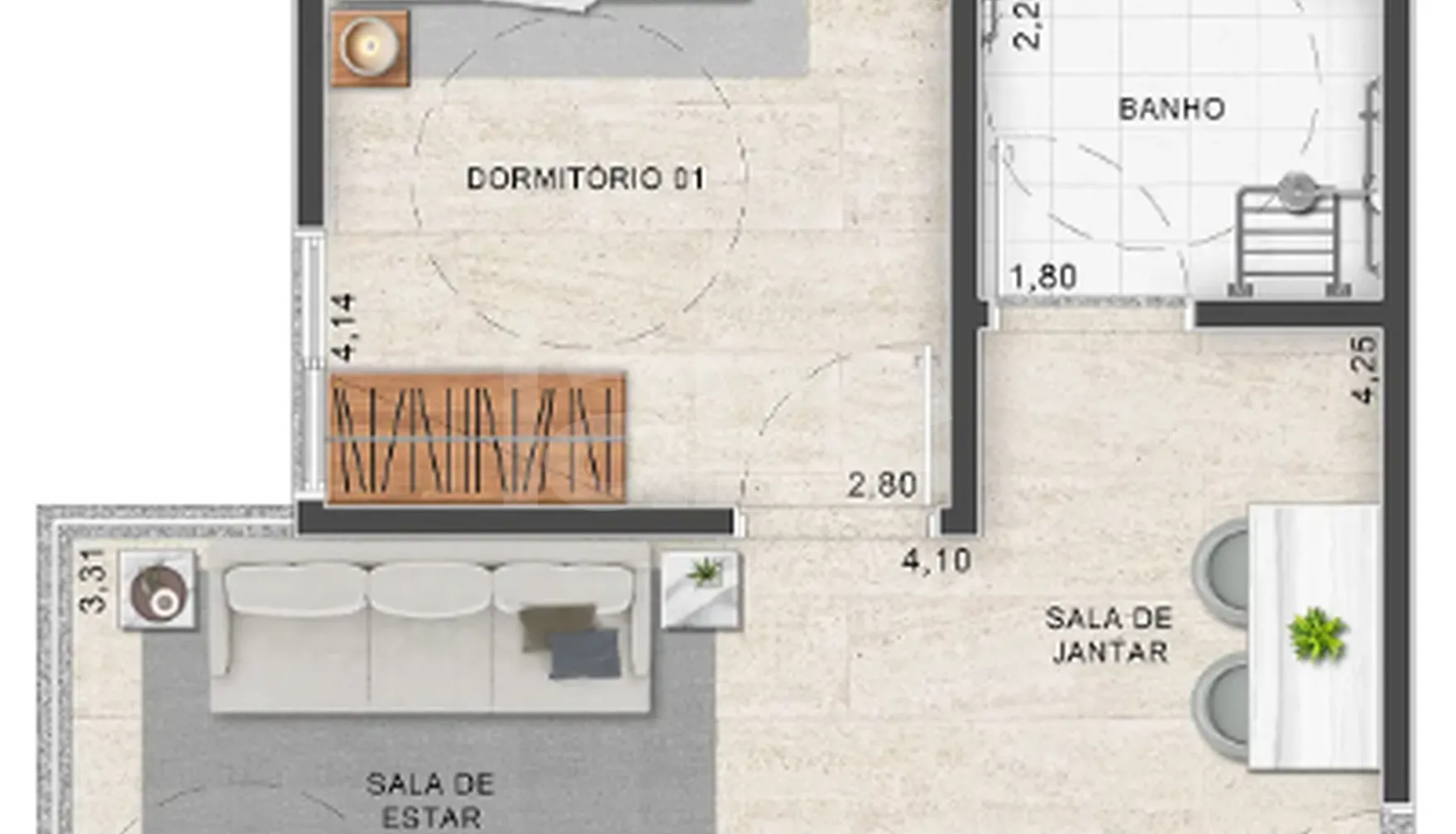 Planta — Apartamento 41,94 m²