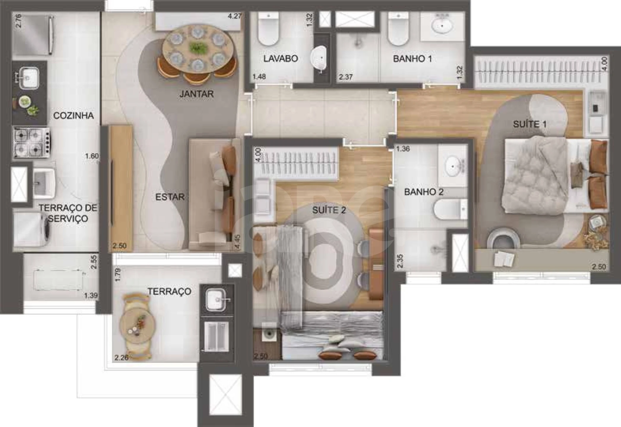 Planta — Apartamento 68,08 m²