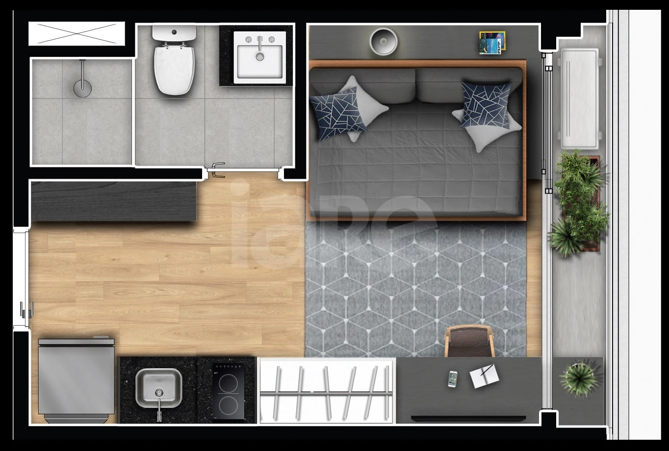 Planta — Studio 19,51 m²