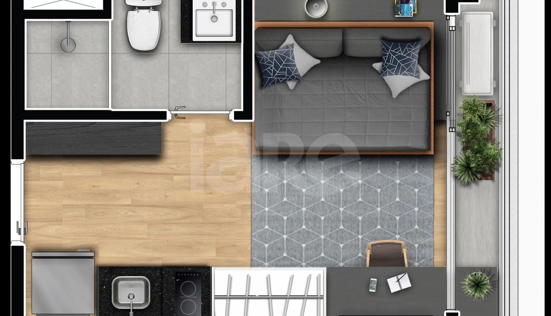 Planta — Studio 19,51 m²
