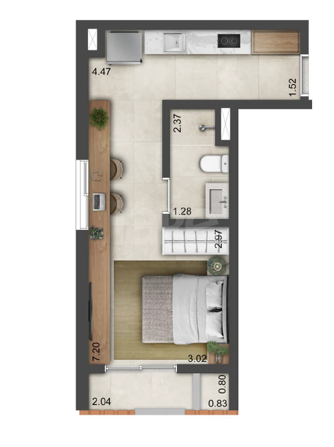 Planta — Apartamento 31,23 m²