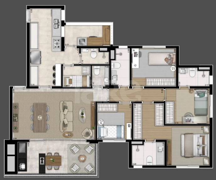 Planta — Apartamento 129,84 m²