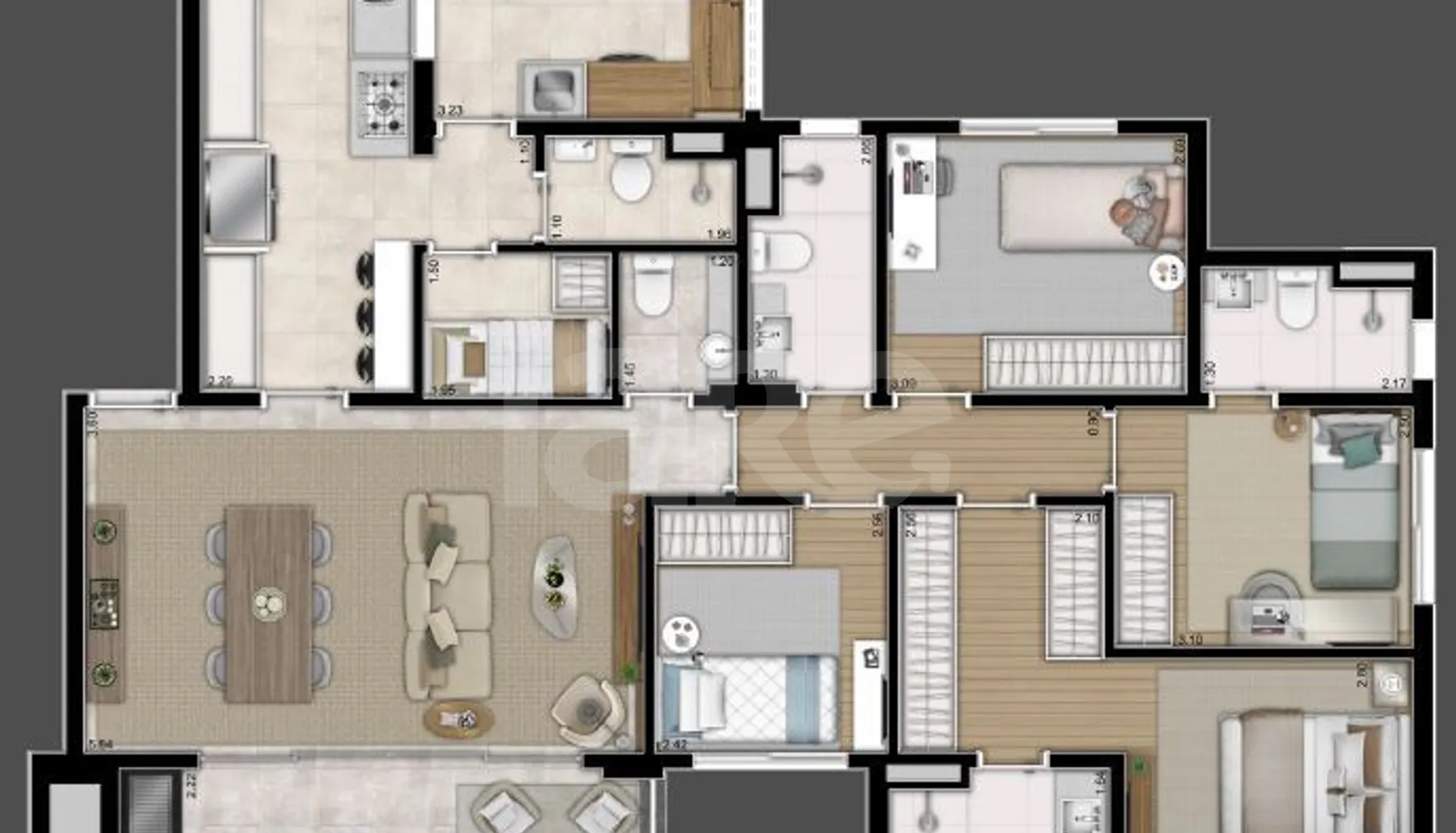 Planta — Apartamento 129,84 m²