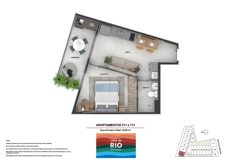 Planta — Apartamento 35,98 m²