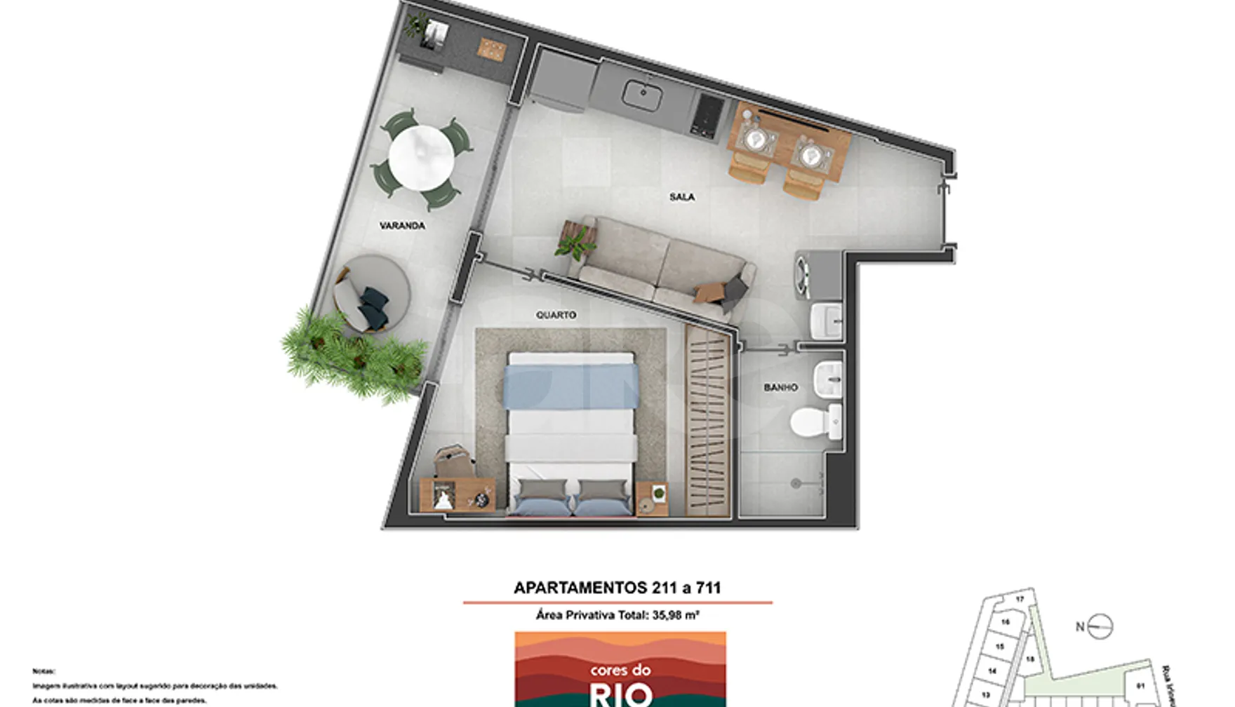 Planta — Apartamento 35,98 m²
