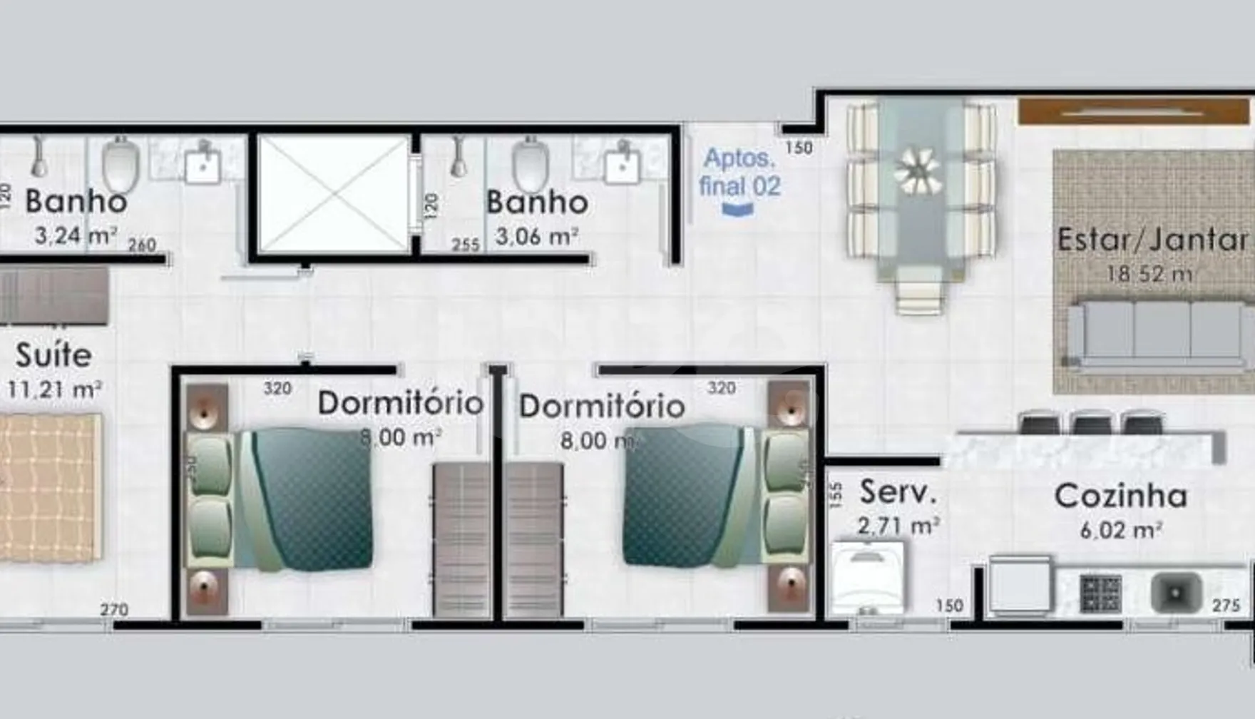 Planta — Apartamento 60,76 m²
