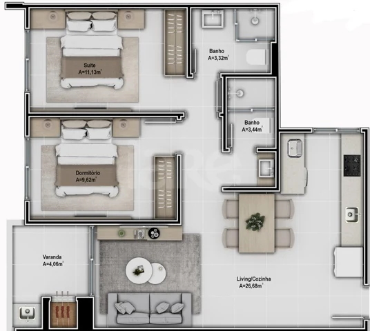 Planta — Apartamento 67,1 m²