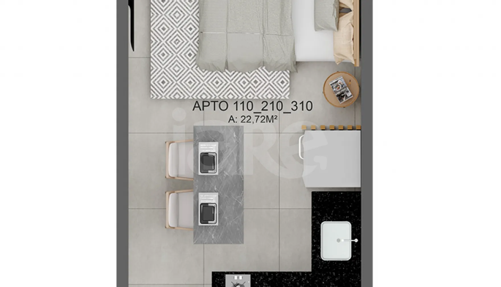 Planta — Studio 22,72 m²