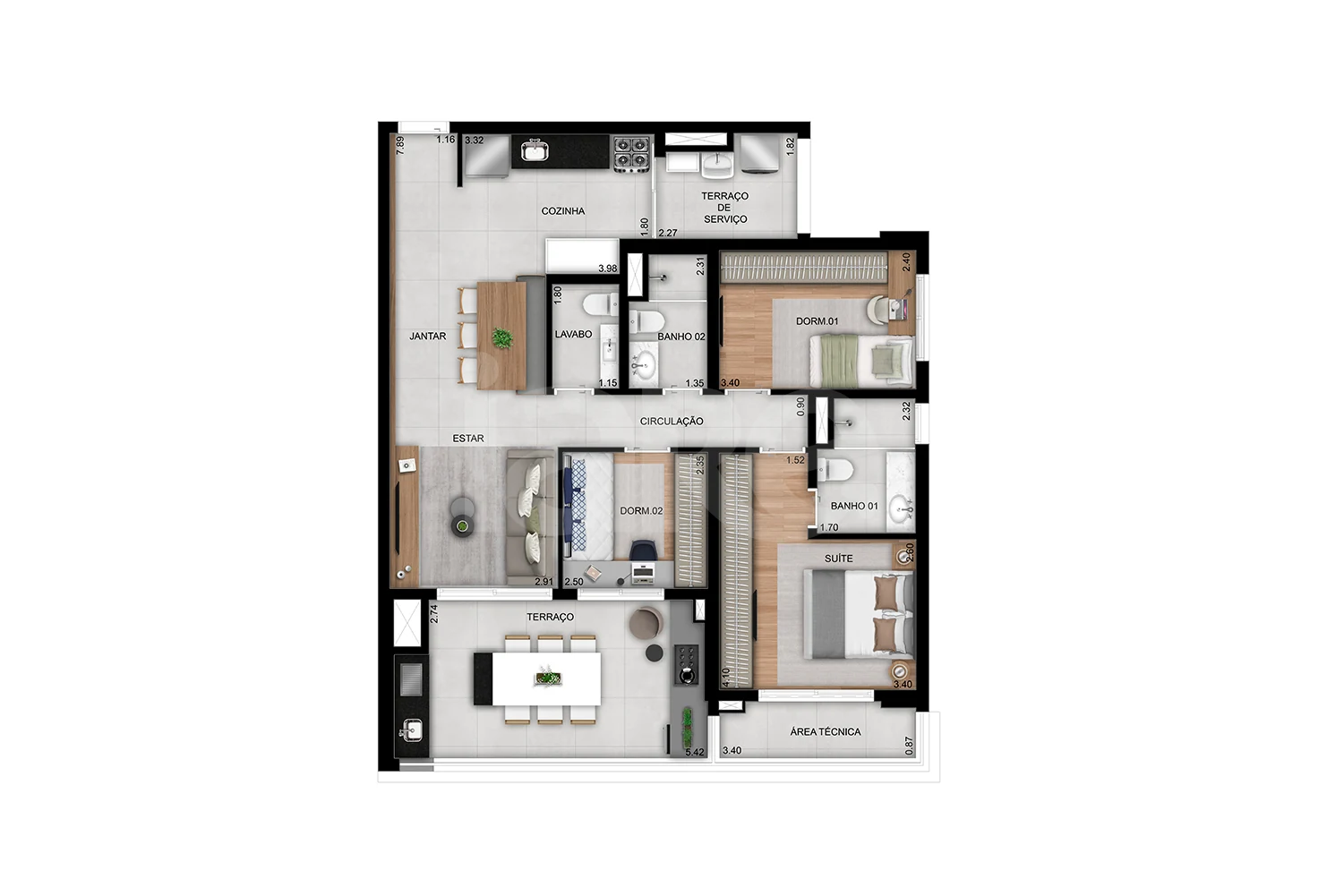 Planta — Apartamento 100,93 m²