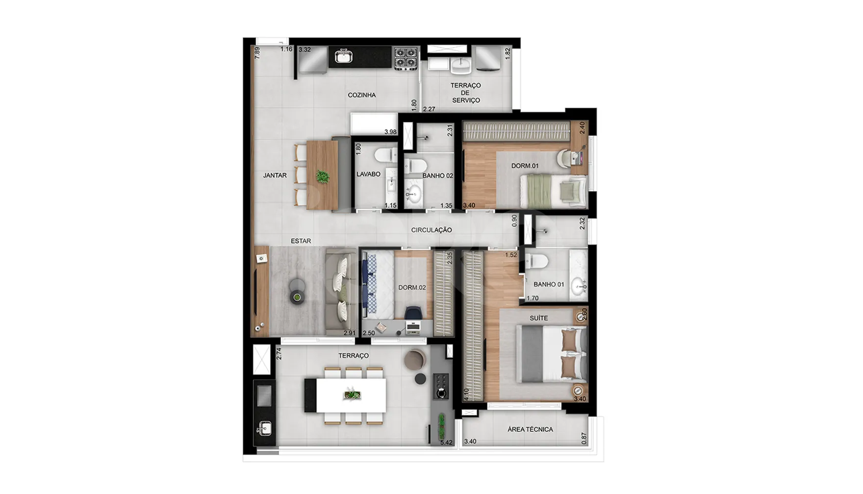 Planta — Apartamento 100,93 m²