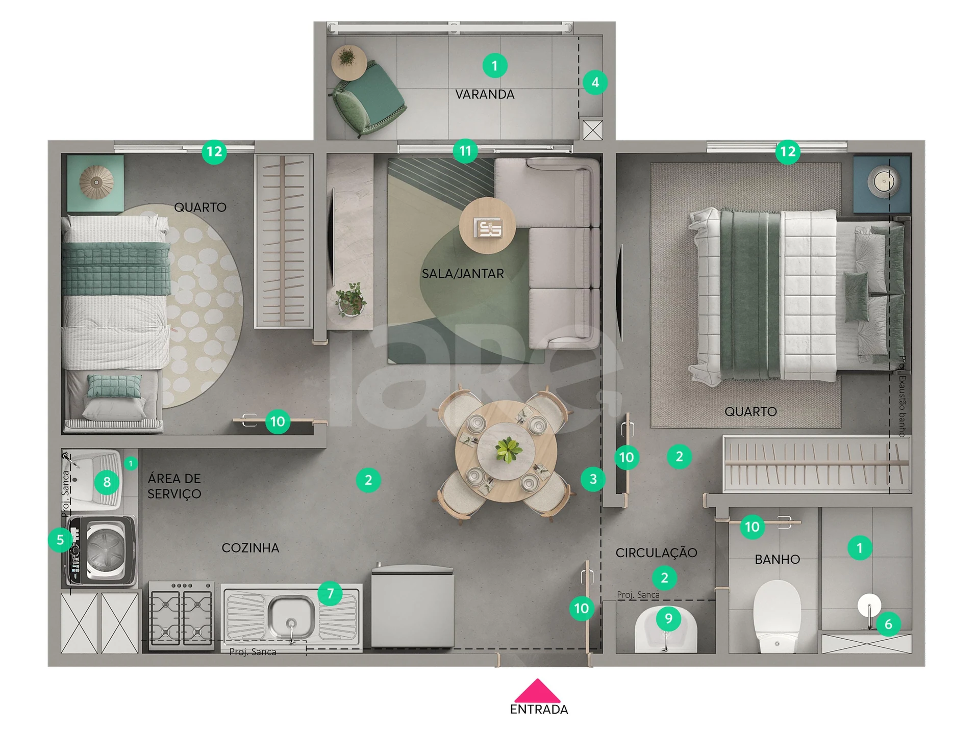 Planta — Apartamento 32,93 m²