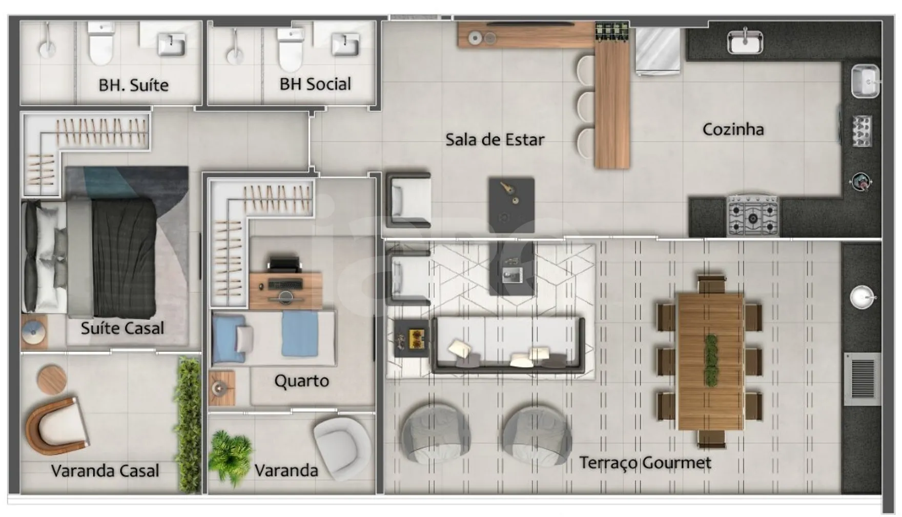 Planta — Cobertura Horizontal 95,68 m²