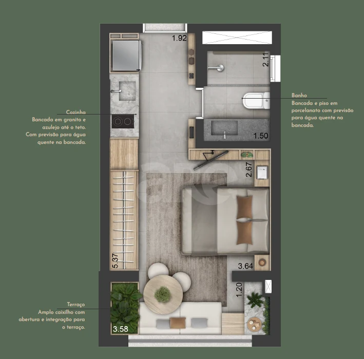 Planta — Studio 26 m²