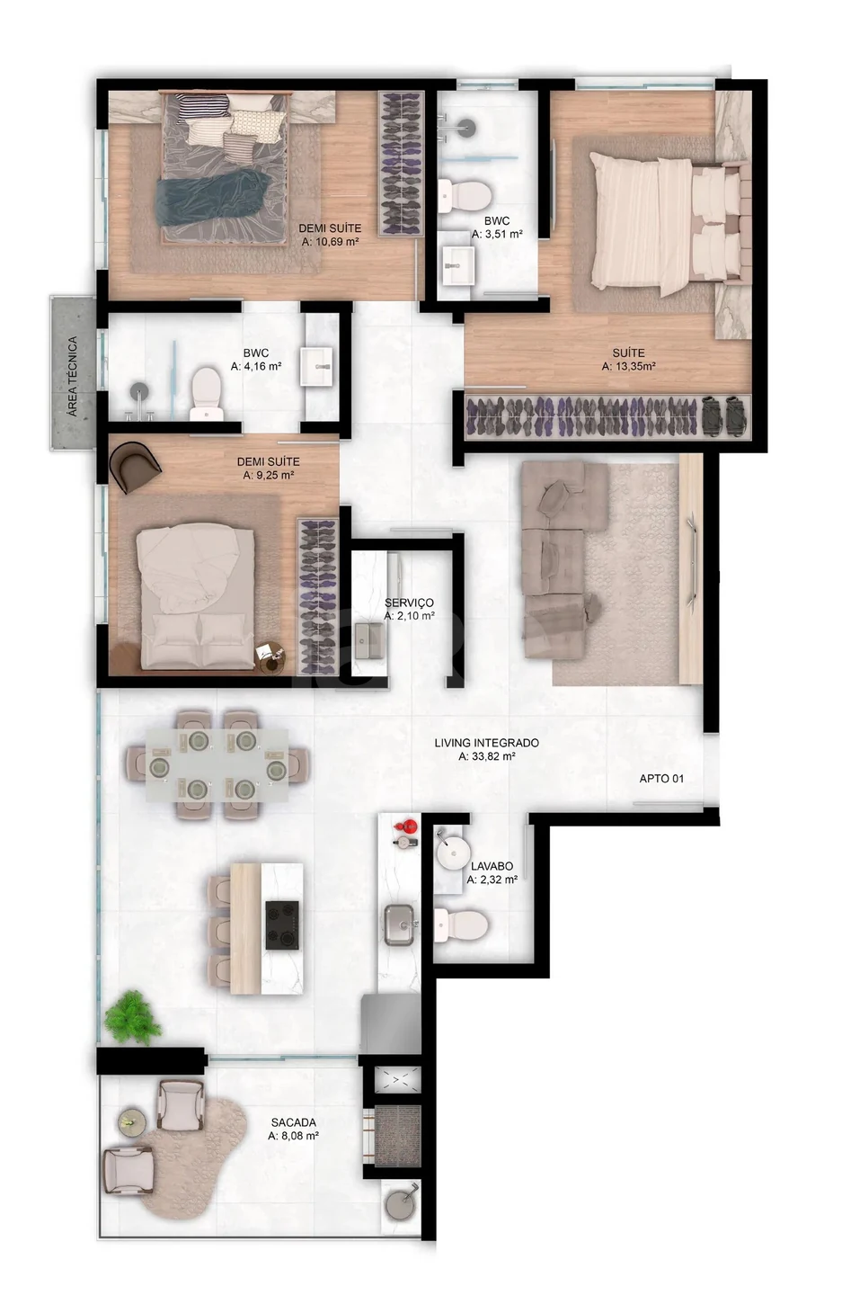 Planta — Apartamento 105,3 m²