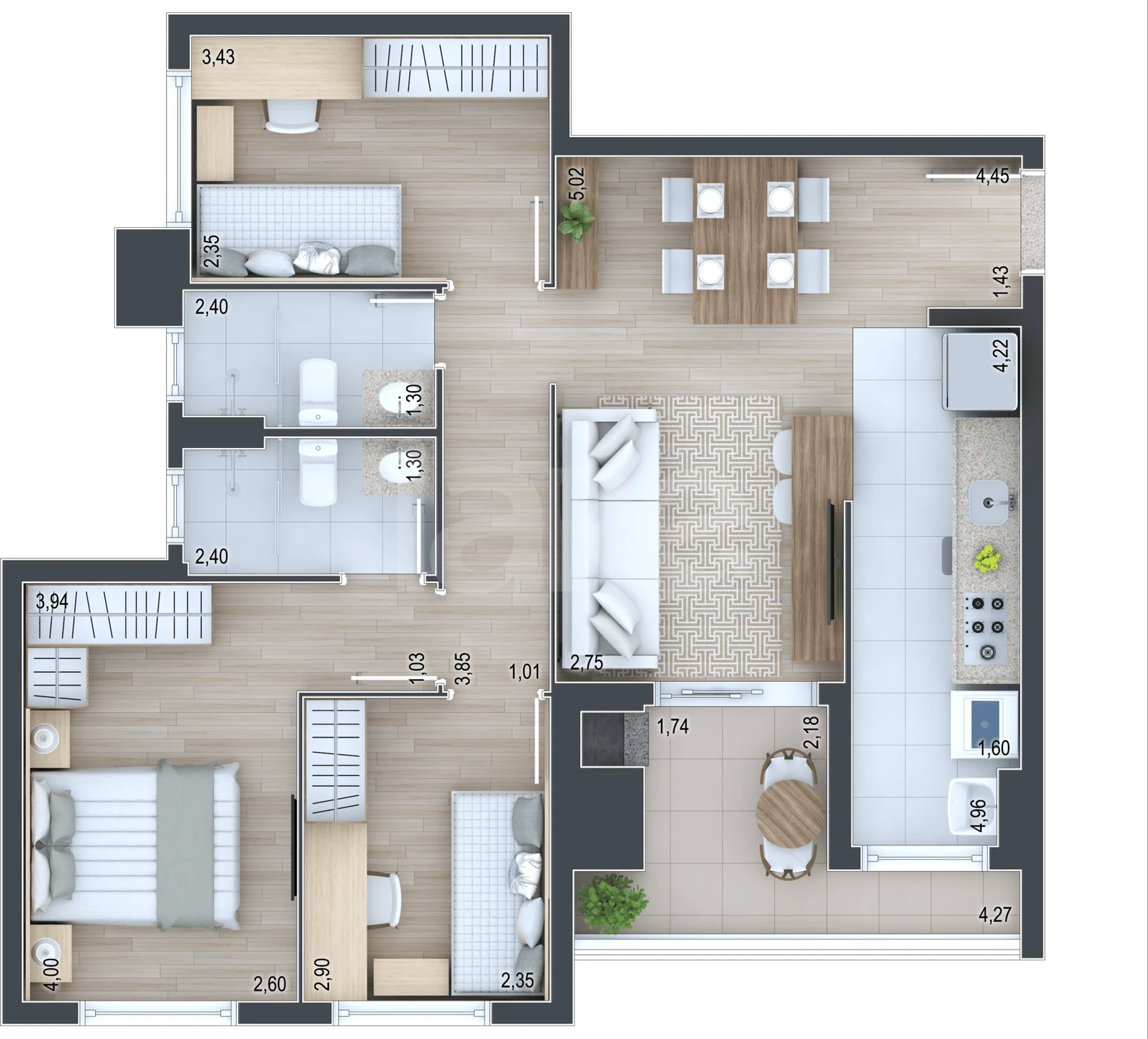 Planta — Apartamento 67,23 m²