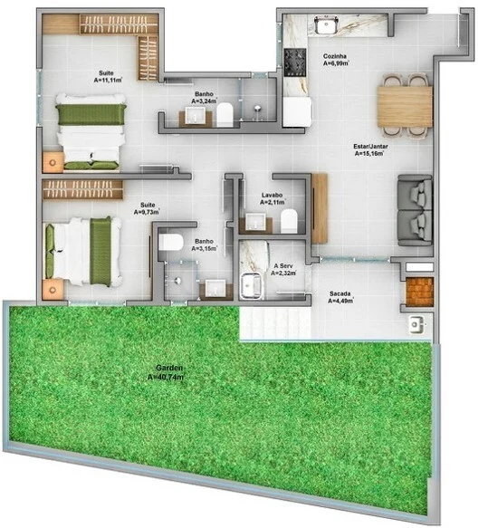 Planta — Garden 66,35 m²