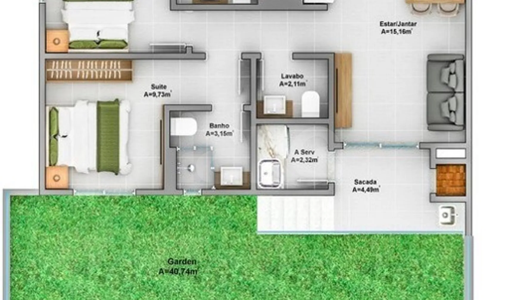 Planta — Garden 66,35 m²
