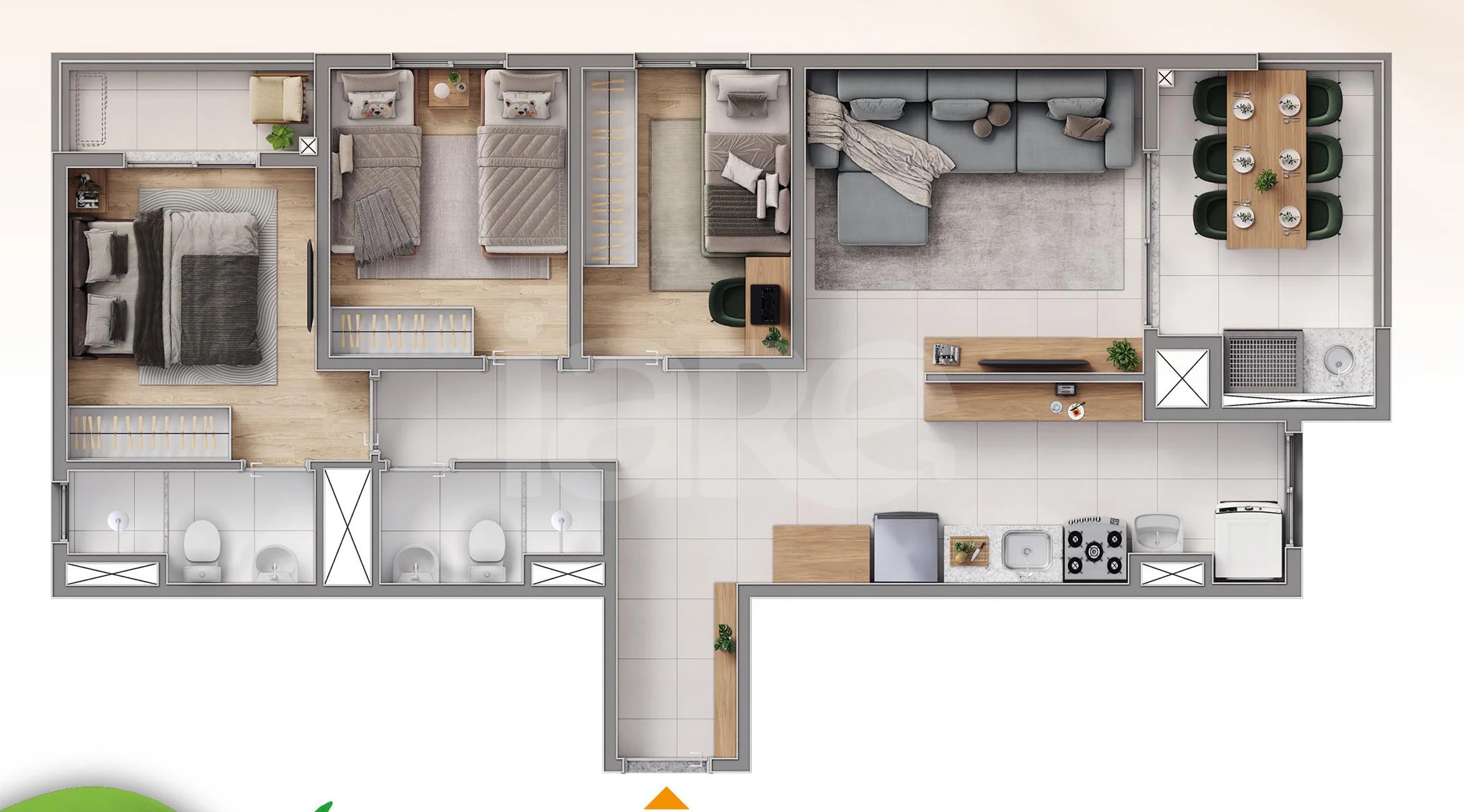 Planta — Apartamento 73,23 m²