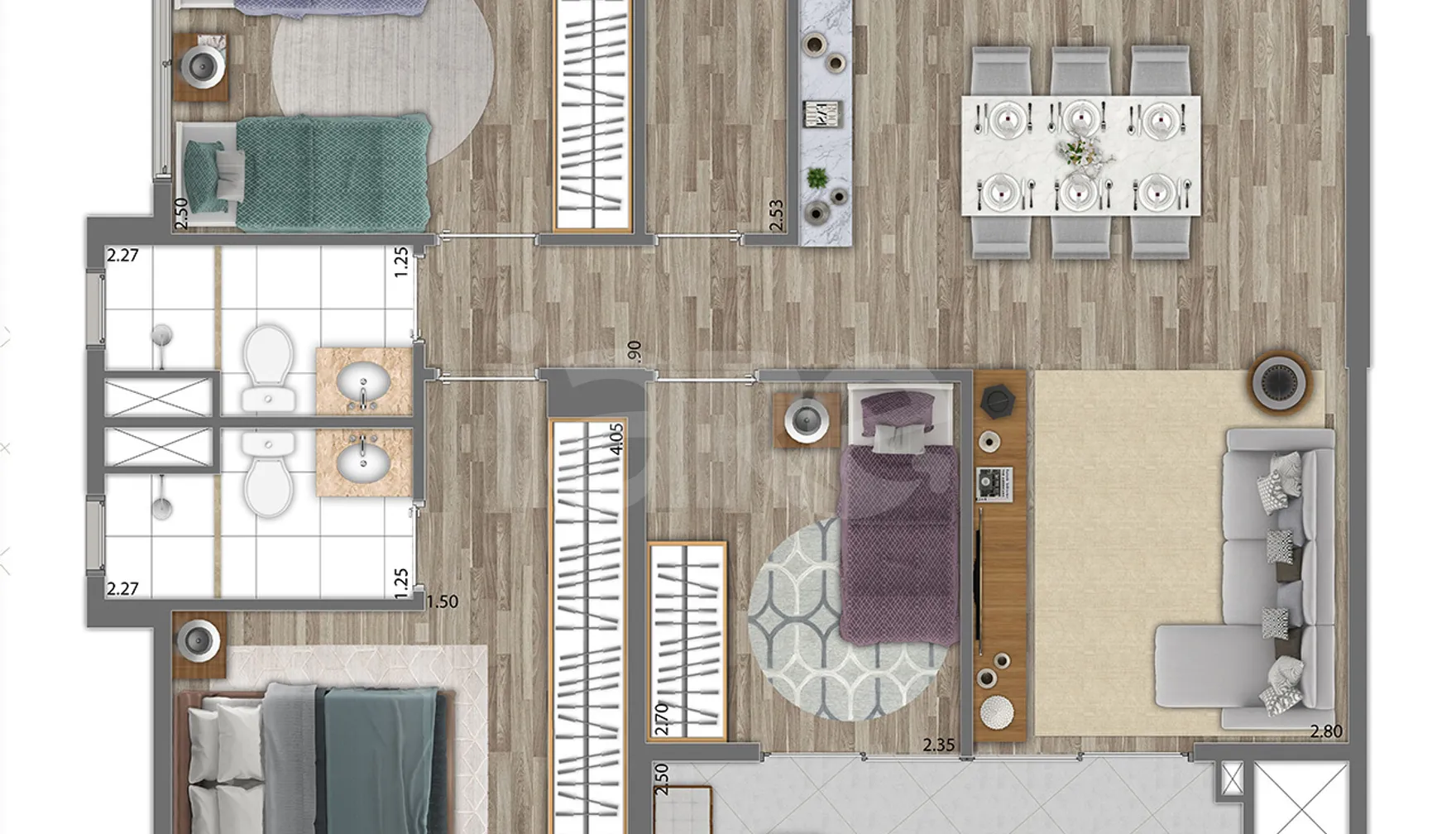 Planta — Apartamento 91,17 m²