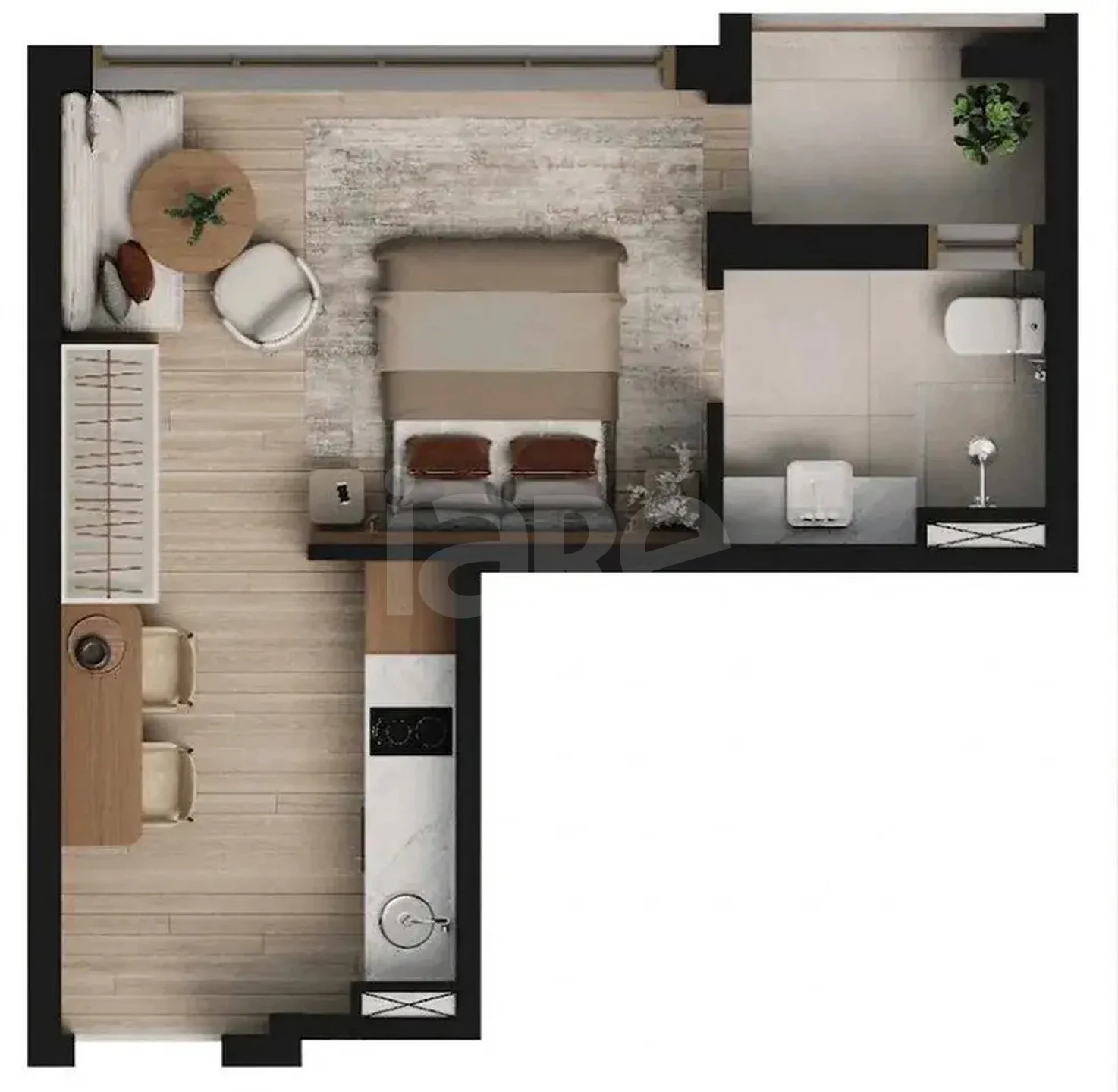 Planta — Studio 27,54 m²