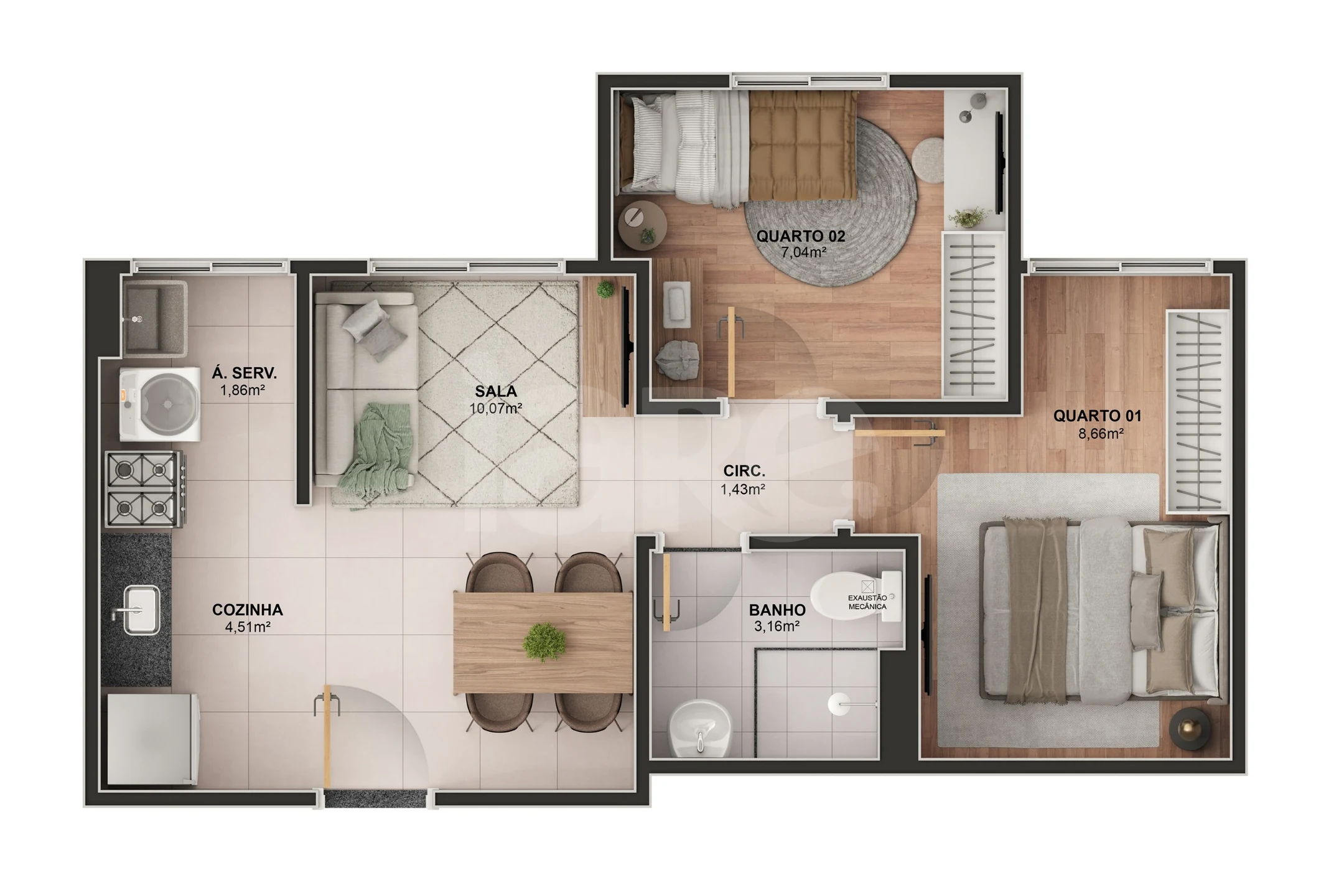 Planta — Apartamento 42,38 m²