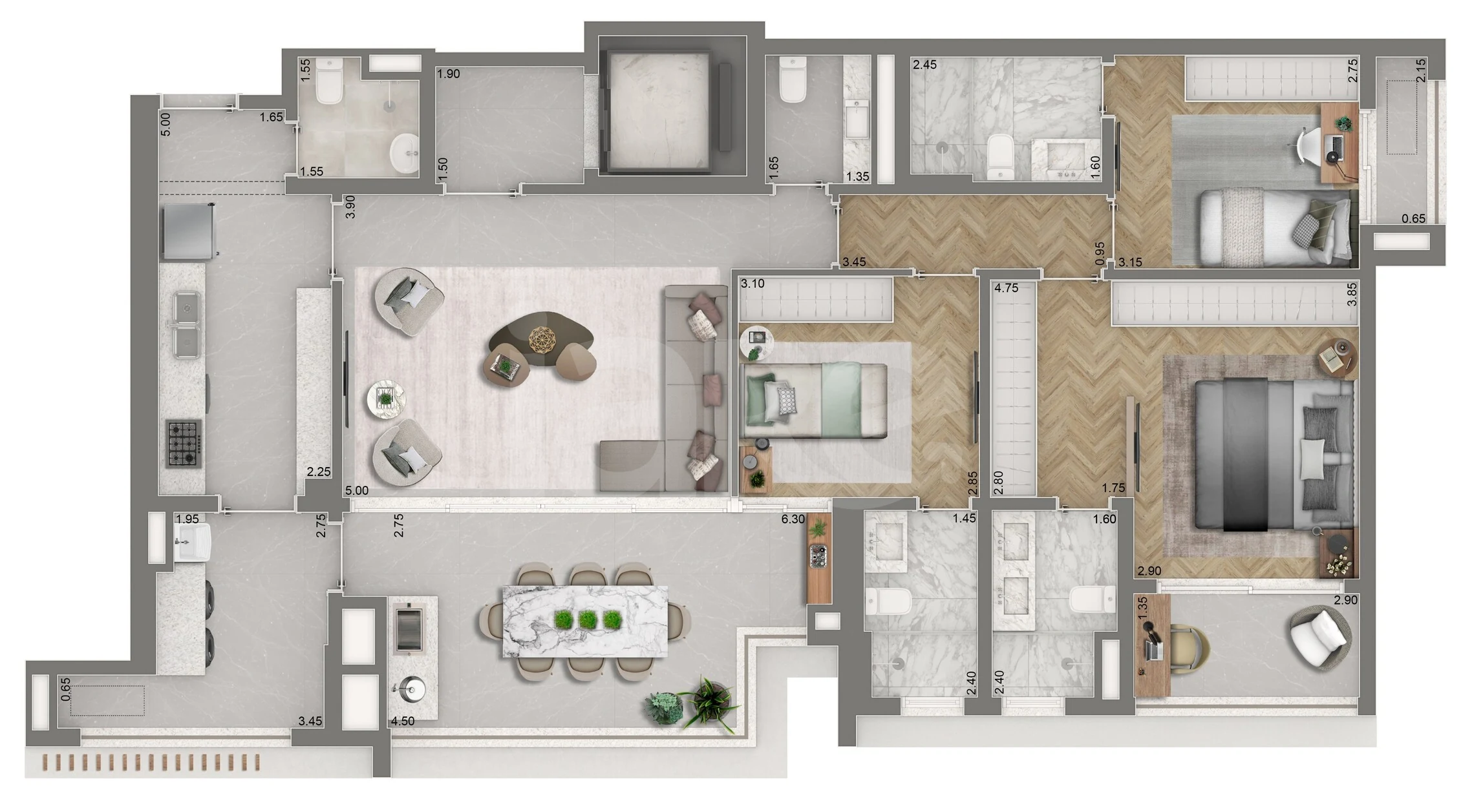 Planta — Apartamento 139 m²