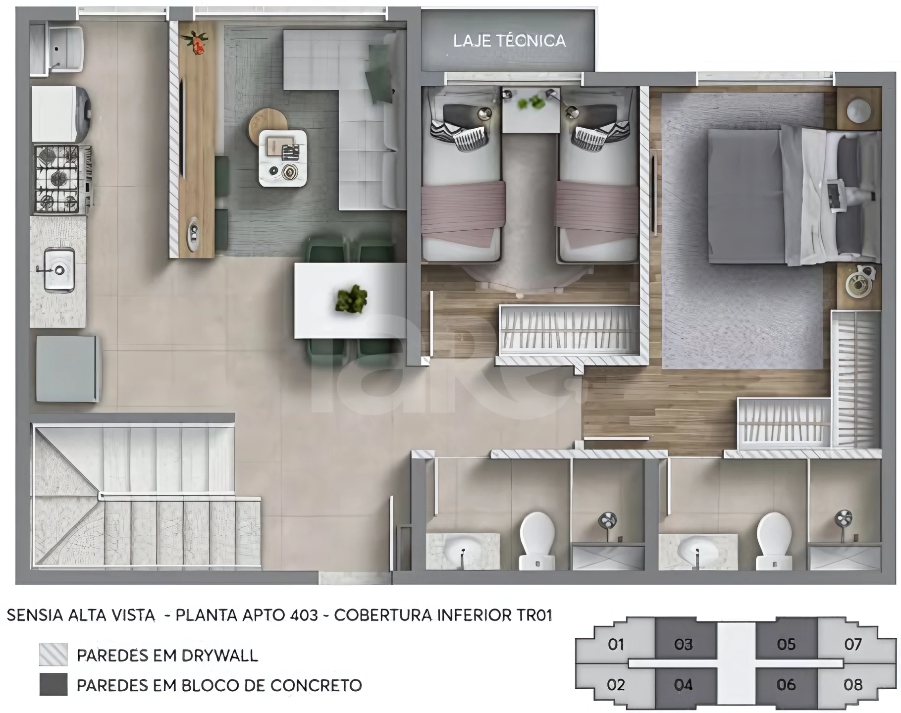 Planta — Cobertura Duplex 100,87 m²