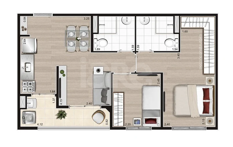 Planta — Apartamento 49,89 m²