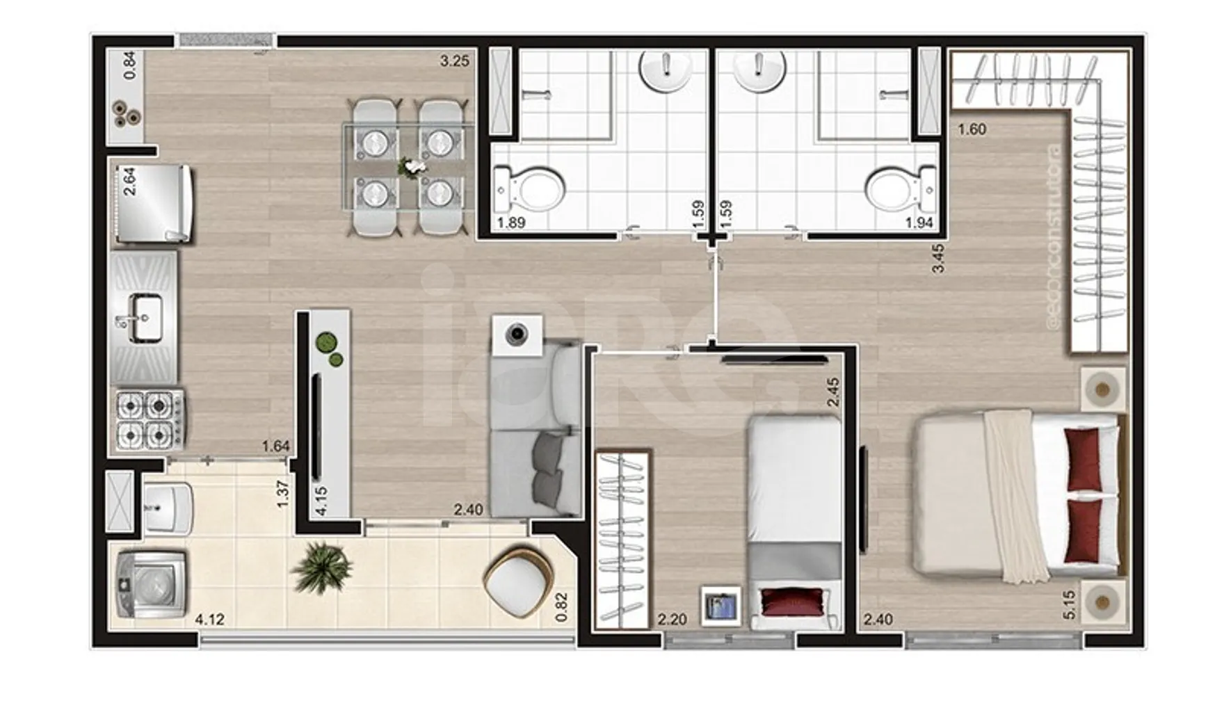 Planta — Apartamento 49,89 m²