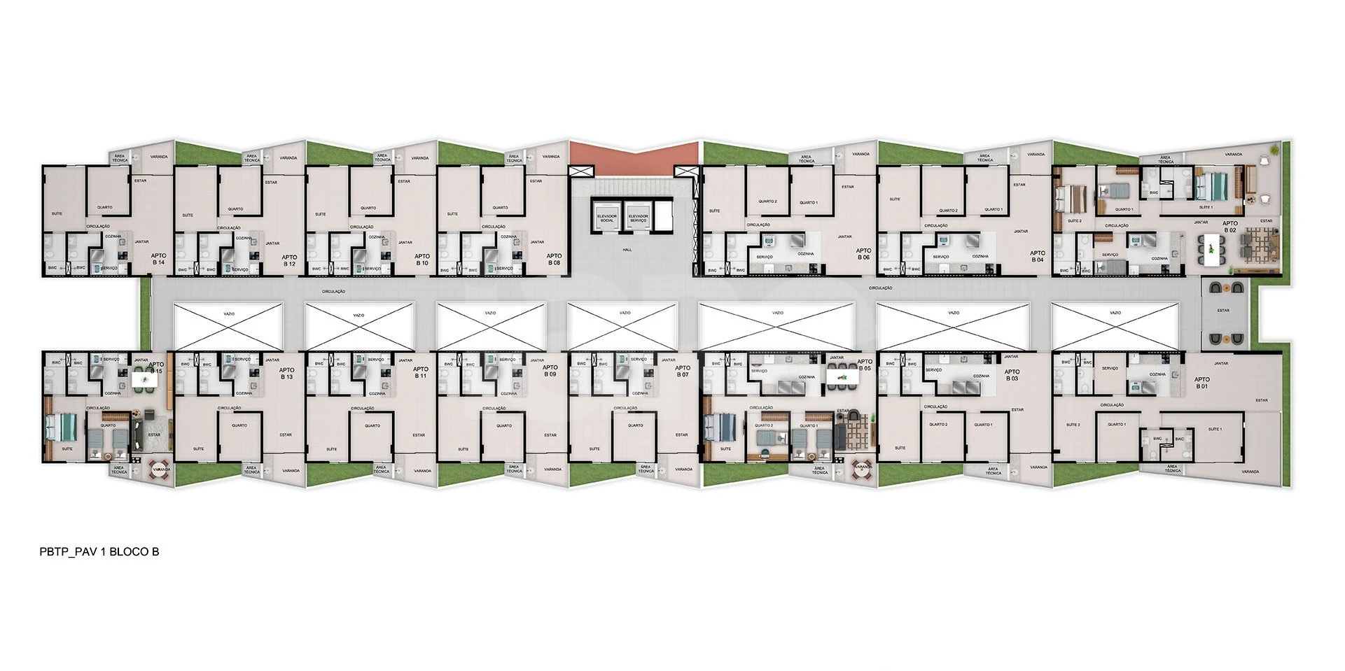 Planta — Pavimento 2 bloco b