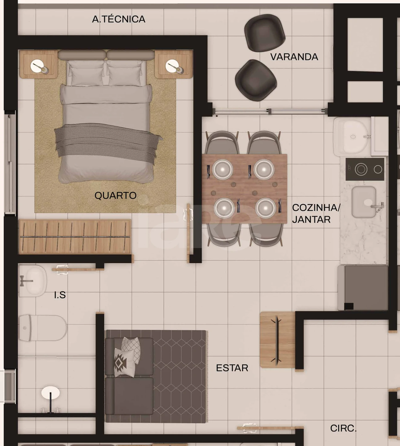 Planta — Apartamento 31,62 m²