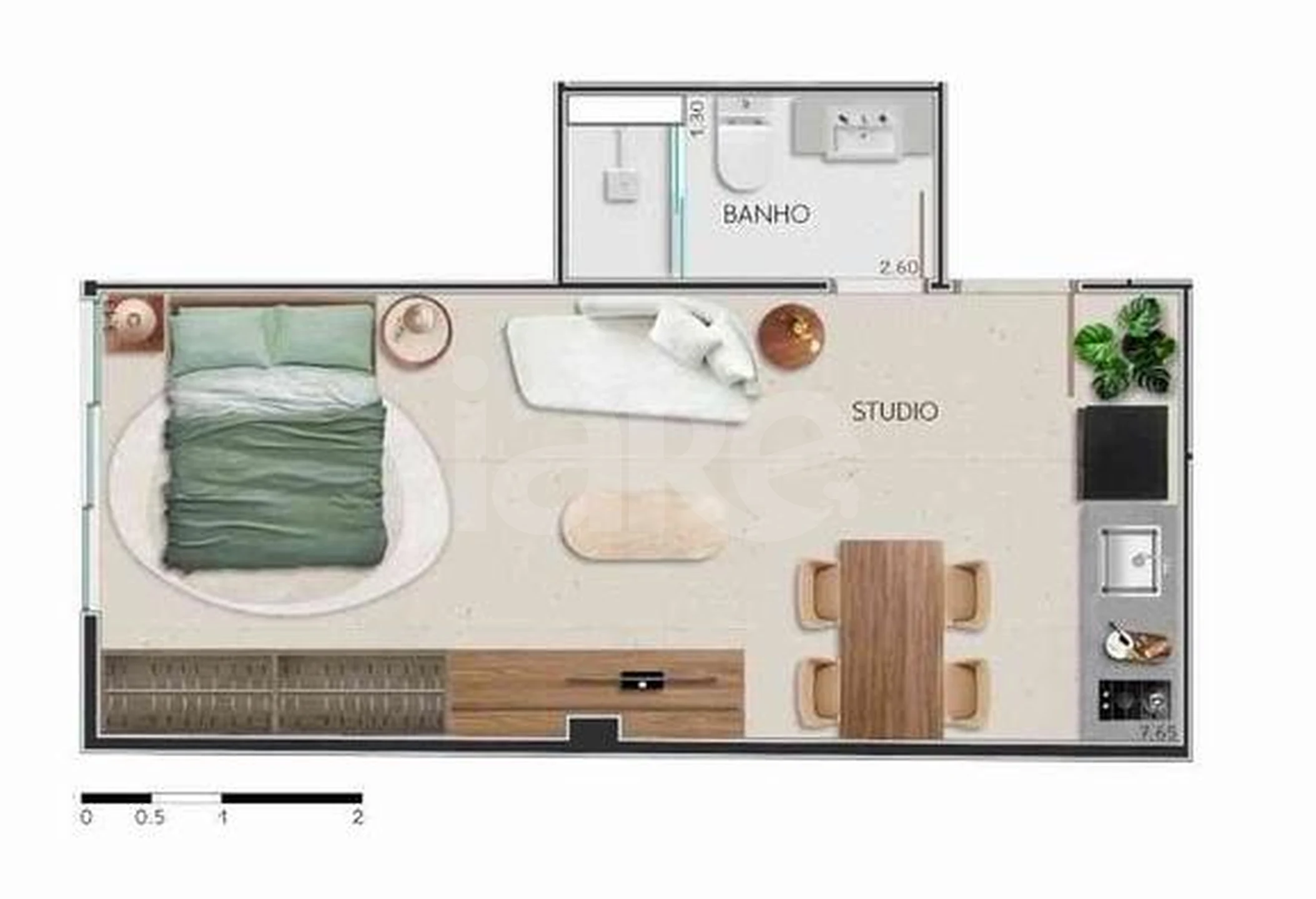 Planta — Studio 30,5 m²
