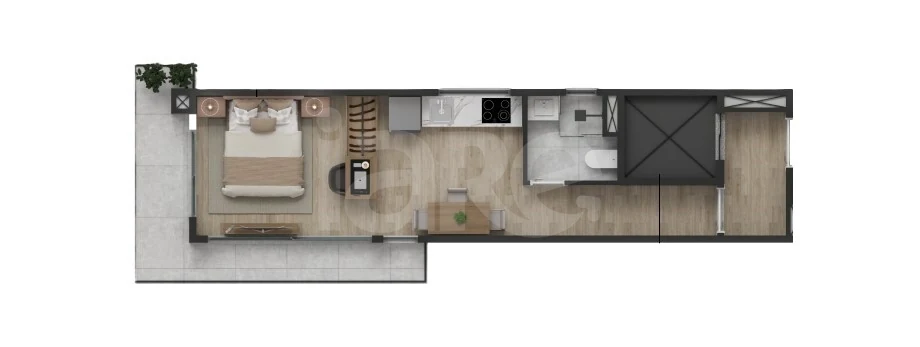 Planta — Studio 43,75 m²