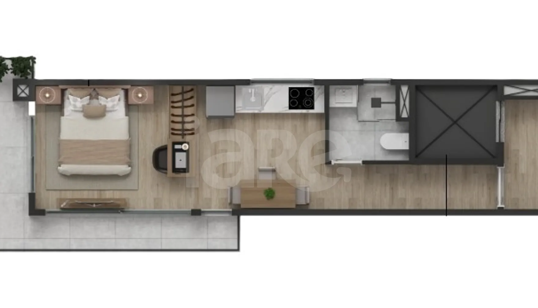 Planta — Studio 43,75 m²