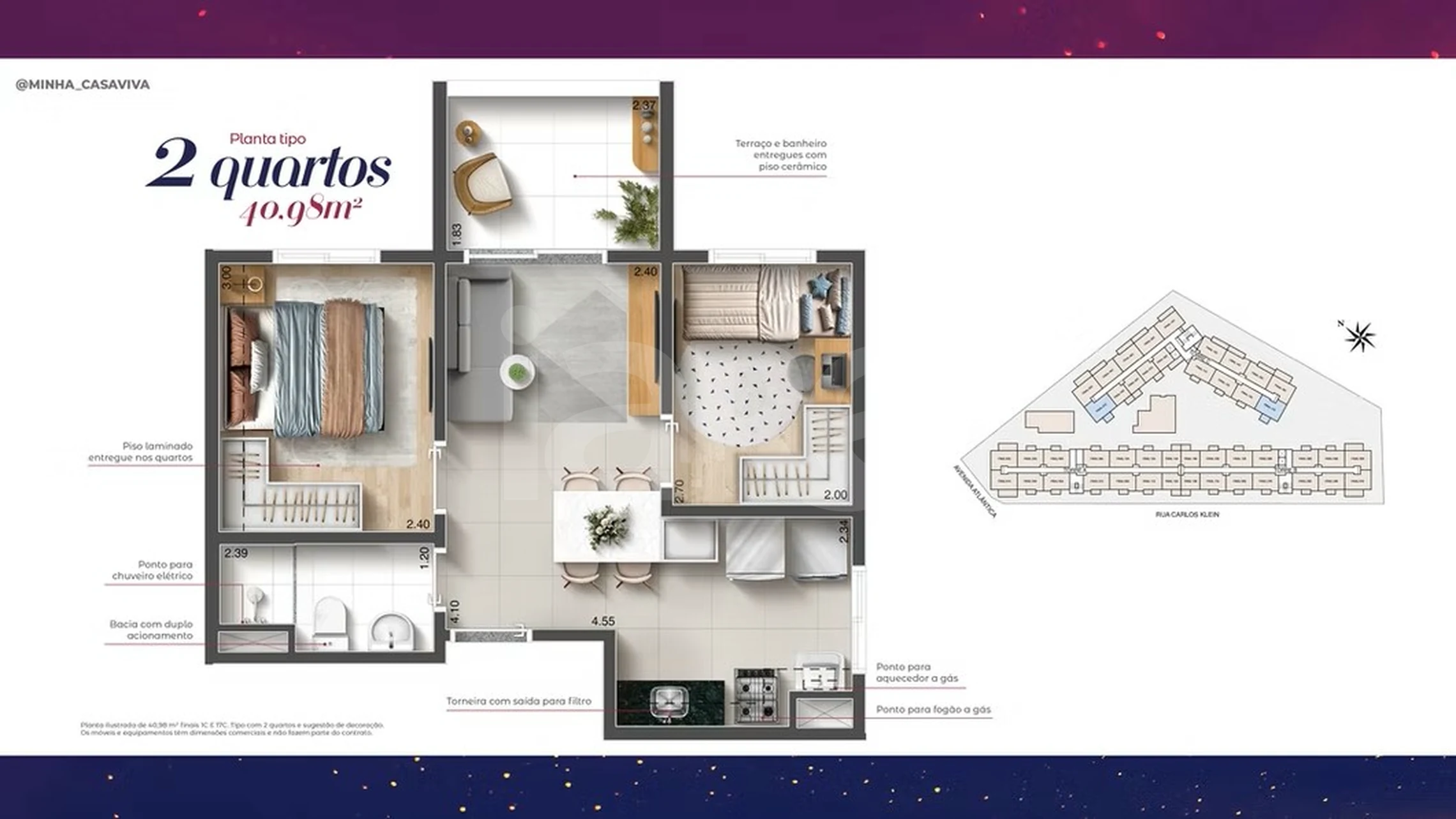 Planta — Apartamento 40,94 m²