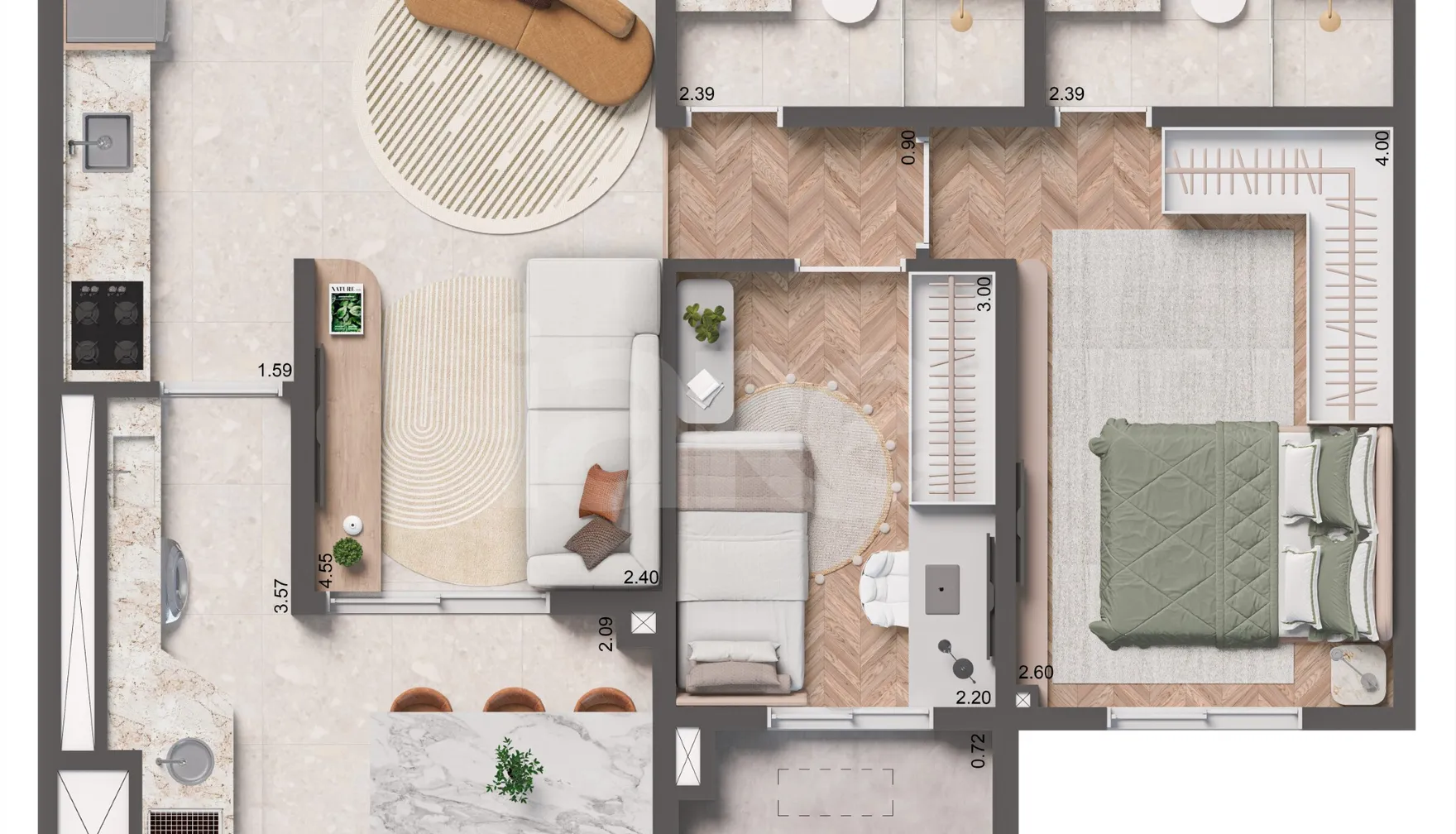 Planta — Apartamento 60,5 m²