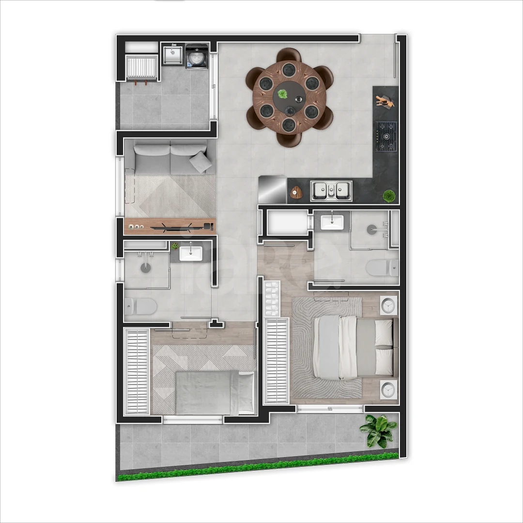 Planta — Apartamento 64,89 m²