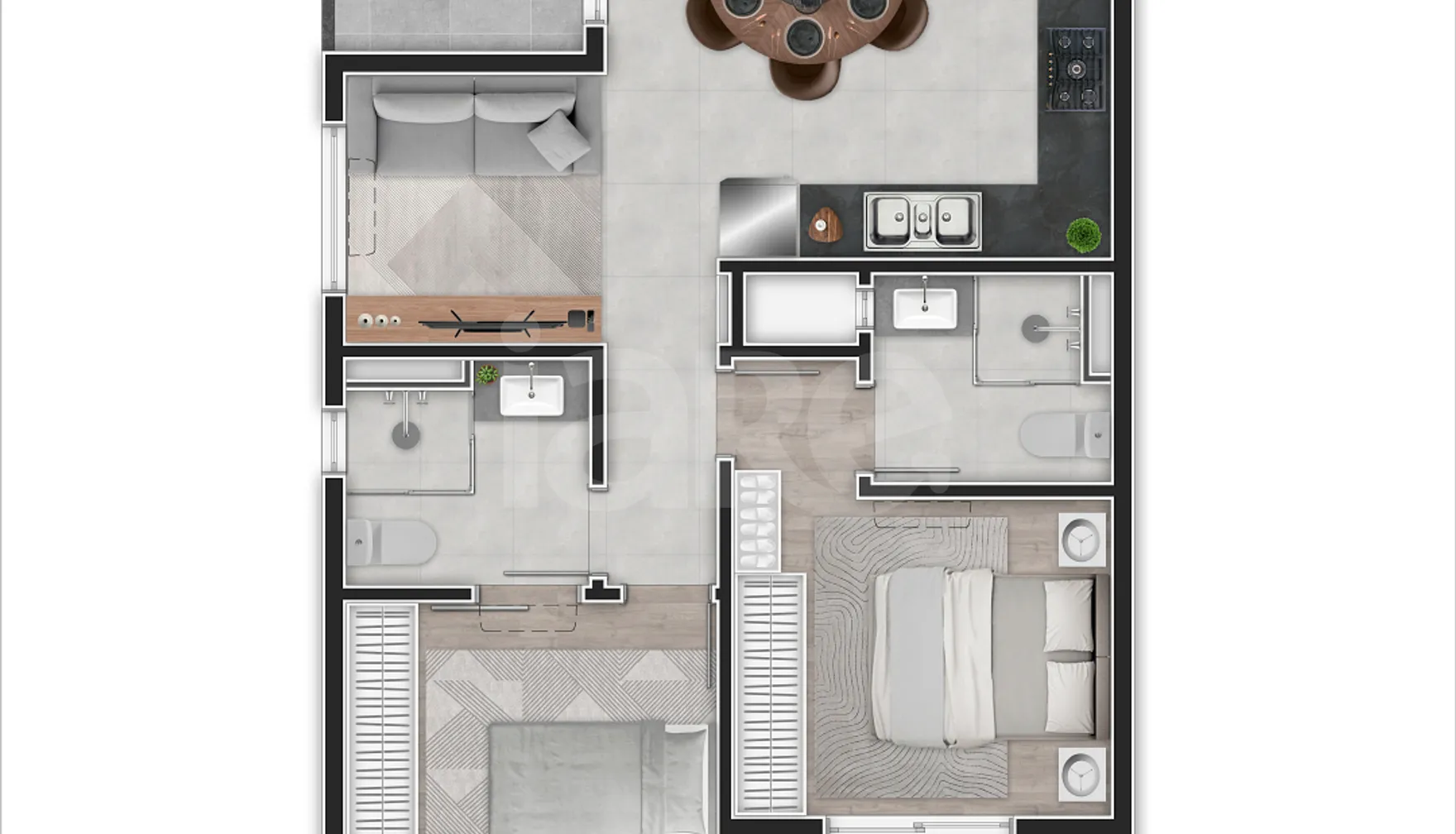 Planta — Apartamento 64,89 m²