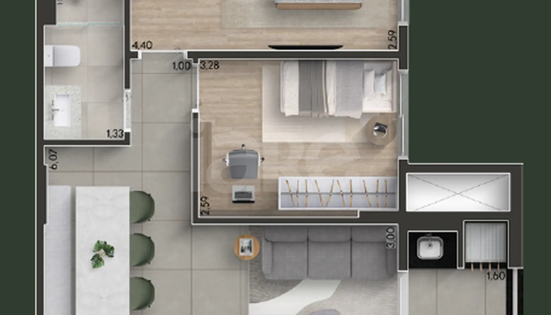 Planta — Apartamento 83,59 m²